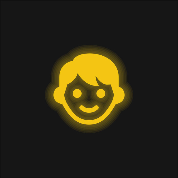 Garçon jaune brillant icône néon - Vecteur, image