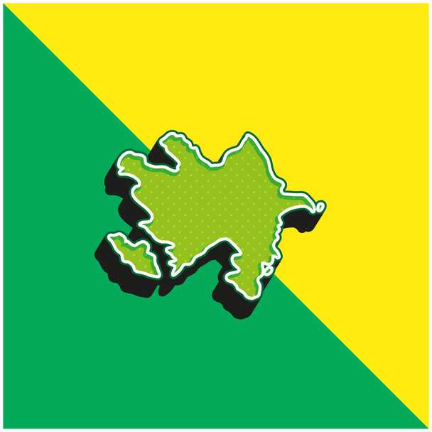 Azerbaïdjan Logo vectoriel 3D moderne vert et jaune - Vecteur, image