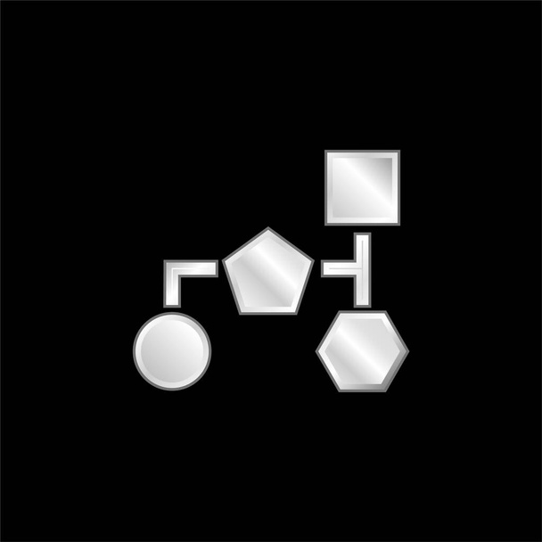基本的なブラック幾何学的形状のブロックスキーム銀メッキ金属アイコン - ベクター画像