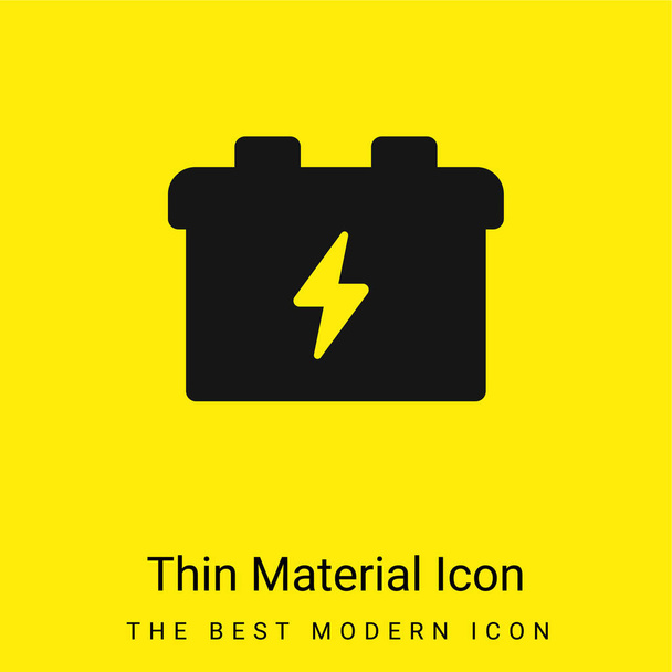 Battery minimal bright yellow material icon - Vector, Image