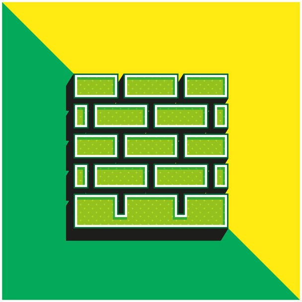 Brickwall Yeşil ve Sarı 3D vektör simgesi logosu - Vektör, Görsel