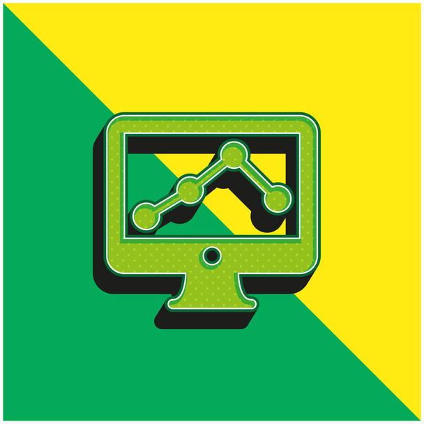 Analytics Green and yellow modern 3d vector icon logo - Vector, Image