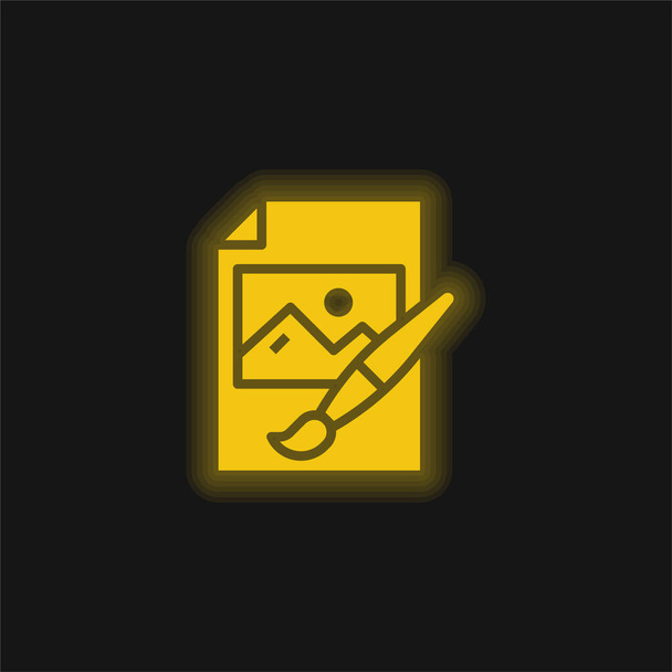 Художня жовта сяюча неонова ікона
 - Вектор, зображення