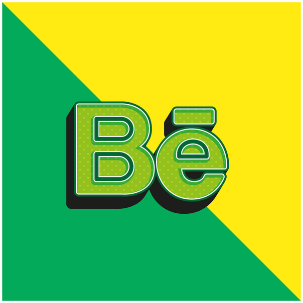 Behance Logo vectoriel 3D moderne vert et jaune - Vecteur, image