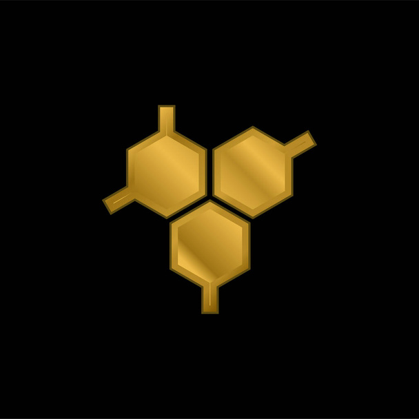 Biológiai molekula aranyozott fém ikon vagy logó vektor - Vektor, kép