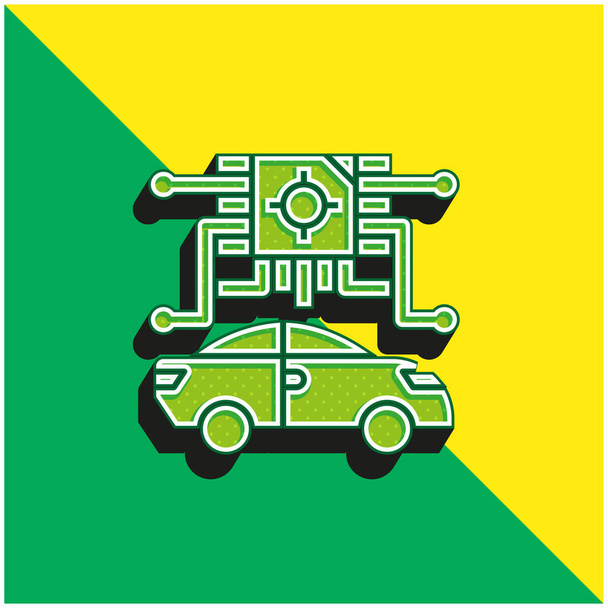 Inteligencia artificial verde y amarillo moderno vector 3d icono del logotipo - Vector, imagen