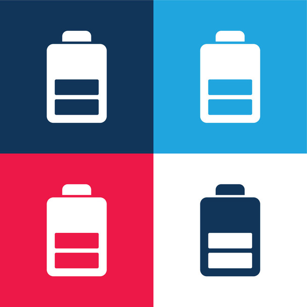Battery blue and red four color minimal icon set - Vector, Image