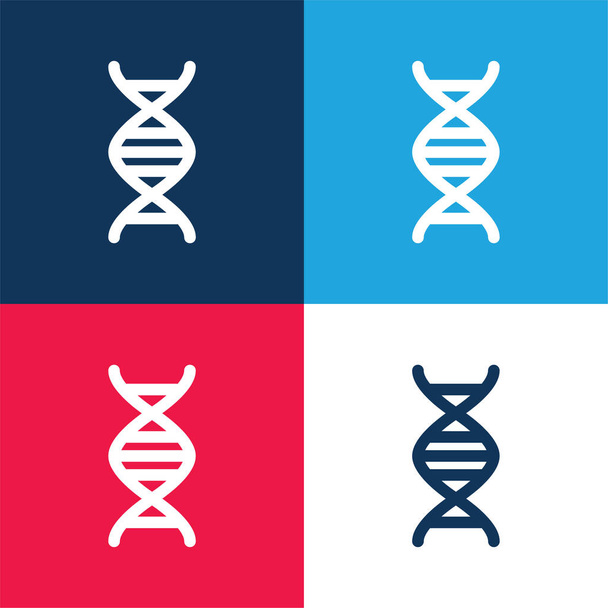 Biológia osztály kék és piros négy szín minimális ikon készlet - Vektor, kép