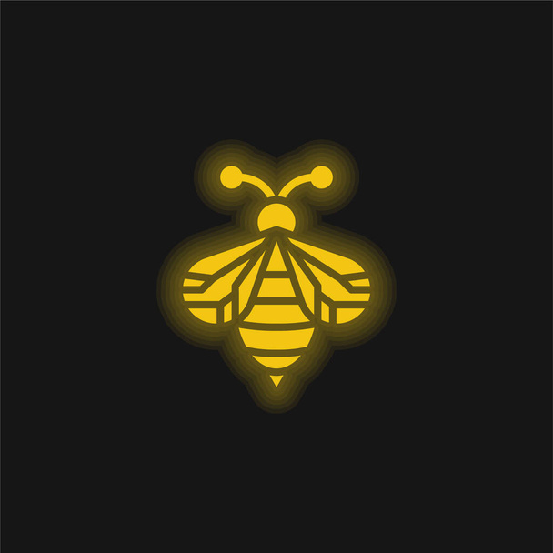 Bee yellow glowing neon icon - Vector, Image