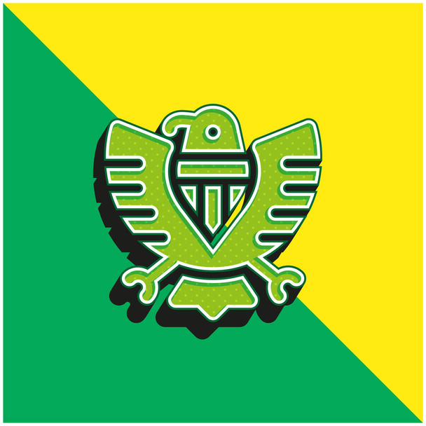 Αμερικανική Πράσινο και κίτρινο σύγχρονο 3d διάνυσμα εικονίδιο λογότυπο - Διάνυσμα, εικόνα