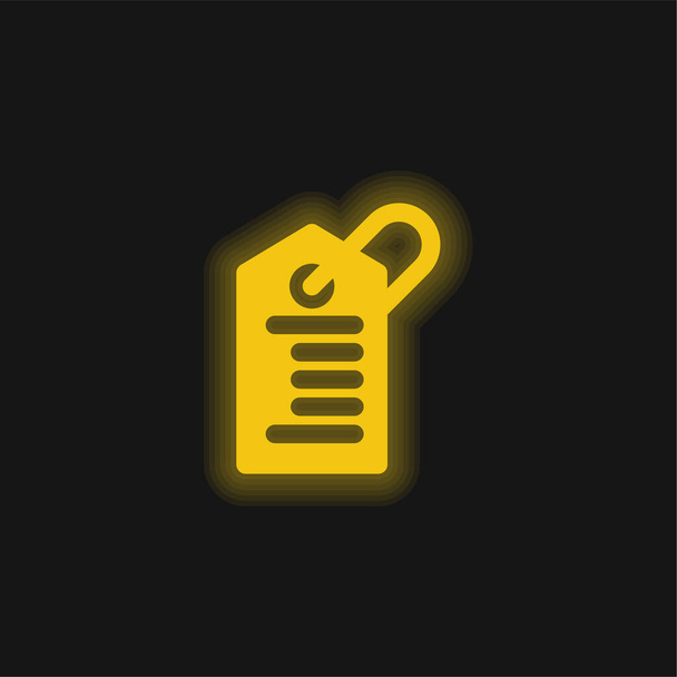 バーコードタグ黄色輝くネオンアイコン - ベクター画像