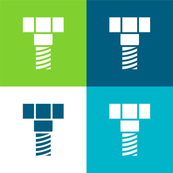 Bolt Lapos négy szín minimális ikon készlet - Vektor, kép
