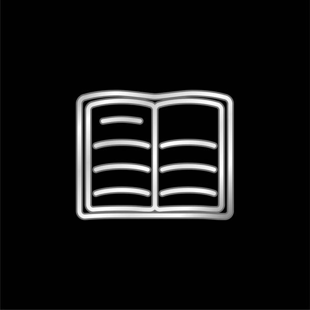 Libro de texto abierto Esquema plateado icono metálico - Vector, imagen