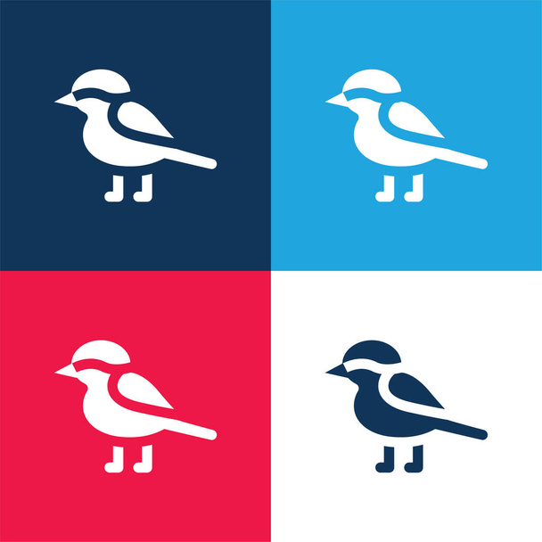 Uccello blu e rosso quattro colori minimo set di icone - Vettoriali, immagini