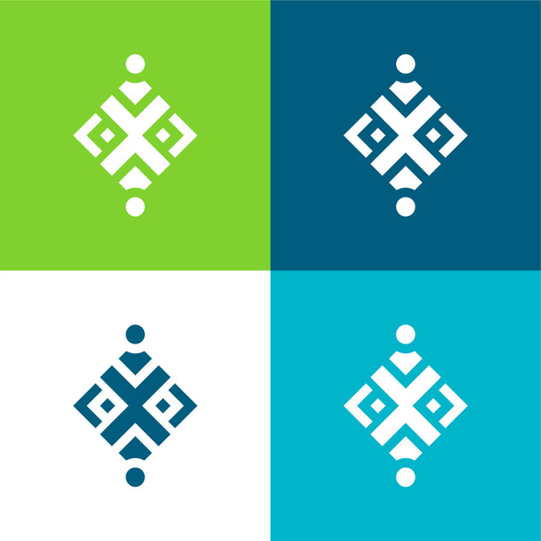 Abstract Conjunto de ícones mínimos de quatro cores planas - Vetor, Imagem
