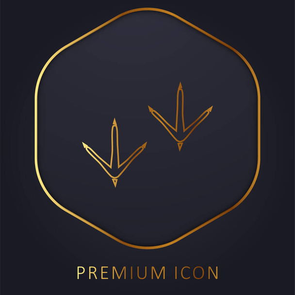 Bird Prints golden line premium logo or icon - Vector, Image