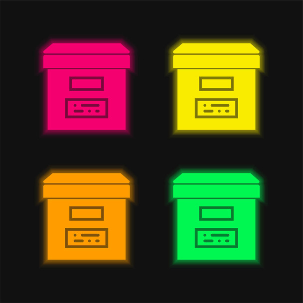 Архів чотирьох кольорів, що світяться неоном Векторна піктограма
 - Вектор, зображення