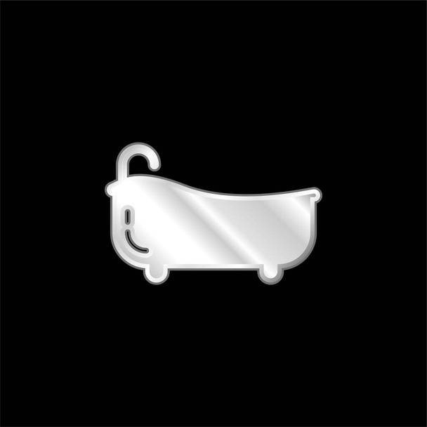 浴槽銀メッキ金属アイコン - ベクター画像
