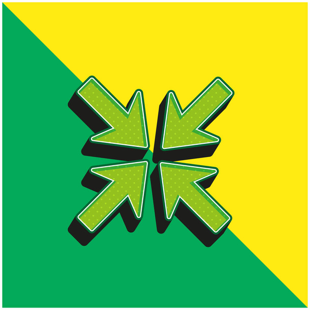 Arrow Join Green and yellow modern 3d vector icon - Вектор, зображення