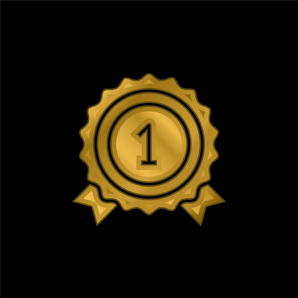 Prémio banhado a ouro ícone metálico ou vetor logotipo - Vetor, Imagem