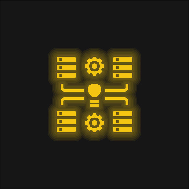 ビッグデータ黄色の輝くネオンアイコン - ベクター画像