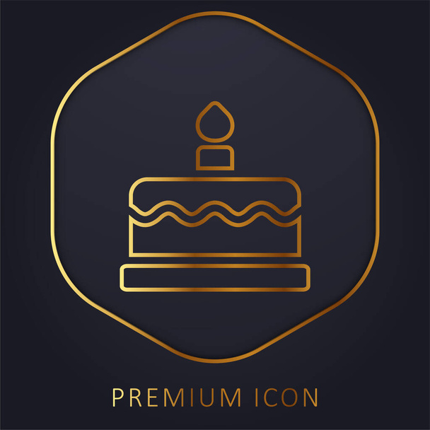 Logo o icona premium della linea dorata della torta di compleanno - Vettoriali, immagini