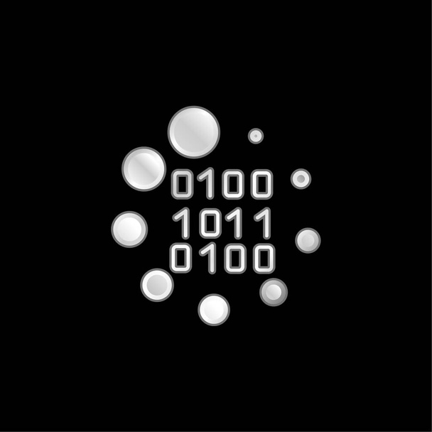 Code binaire Symbole de chargement icône métallique argentée - Vecteur, image