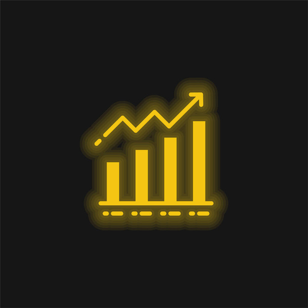 Bar Graph sárga izzó neon ikon - Vektor, kép