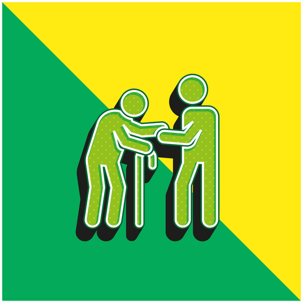 Segítség Zöld és sárga modern 3D vektor ikon logó - Vektor, kép