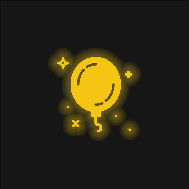 Balloon yellow glowing neon icon - Vector, Image