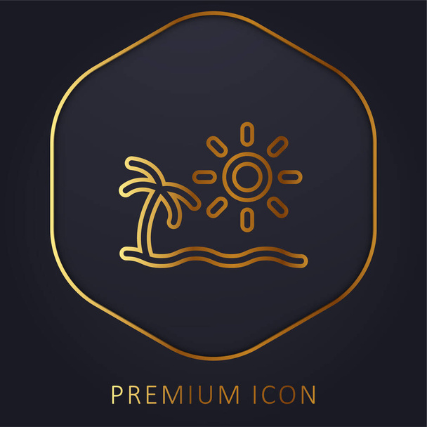 Παραλία χρυσή γραμμή premium λογότυπο ή εικονίδιο - Διάνυσμα, εικόνα