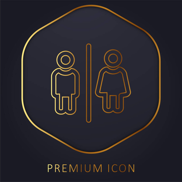 Badezimmer für Männer und Frauen Outlines Sign golden line premium logo oder icon - Vektor, Bild
