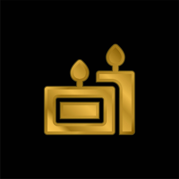 Aromatic Candle gold plated metalic icon or logo vector - Vector, Image