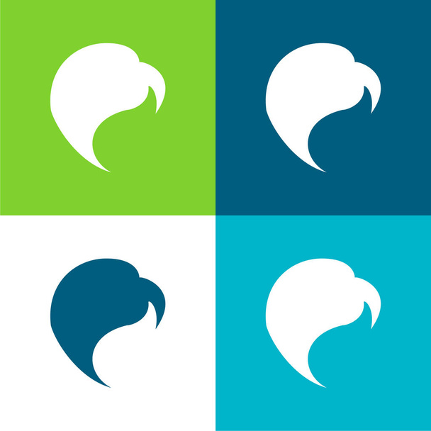 Fekete haj Lapos négy szín minimális ikon készlet - Vektor, kép