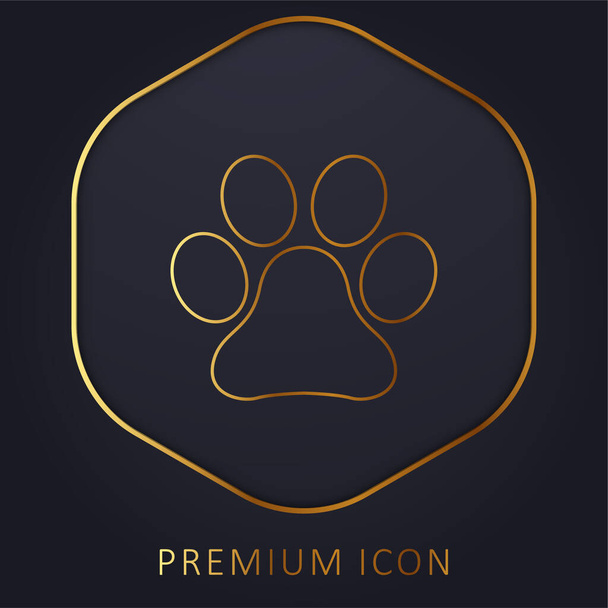 Animal Paw Print logotipo premium de línea dorada o icono - Vector, imagen