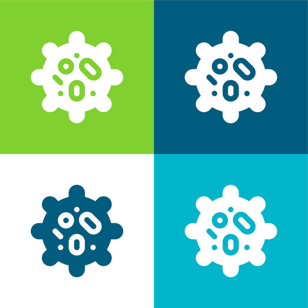Biológia Lapos négy szín minimális ikon készlet - Vektor, kép