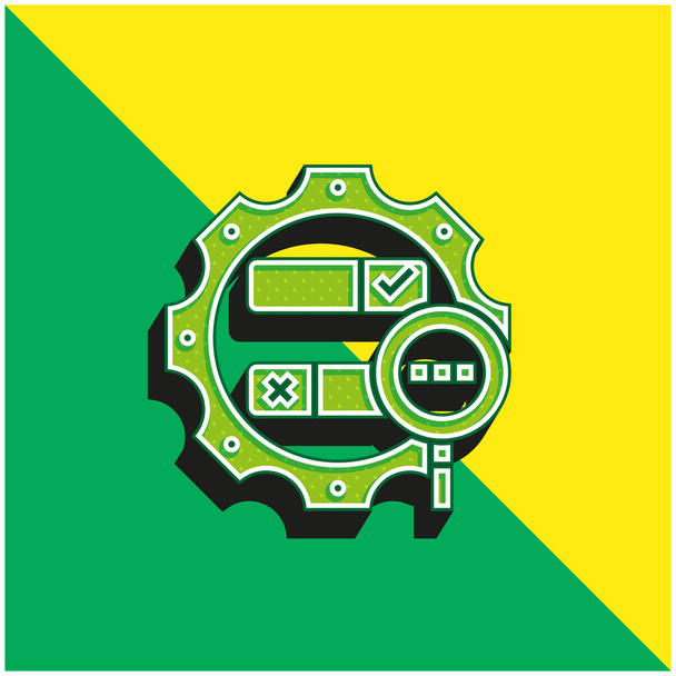 Boolean Search Zöld és sárga modern 3D vektor ikon logó - Vektor, kép