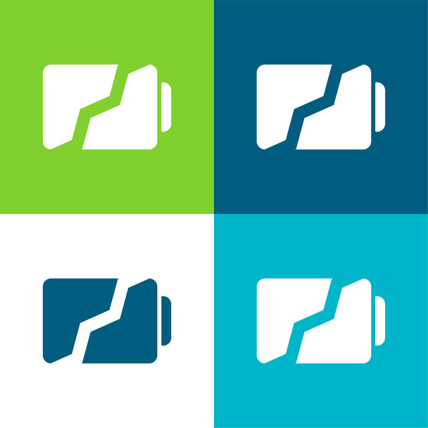 Battery Broken In Two Parts Symbol Flat four color minimal icon set - Vector, Image