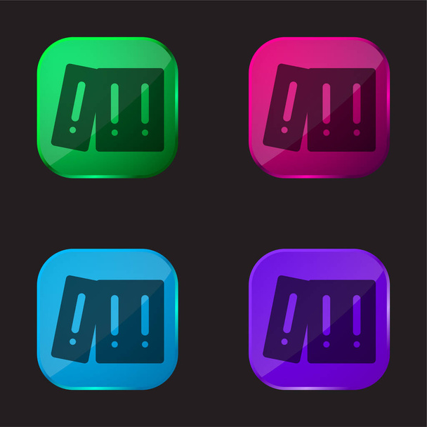 Levéltár négy színes üveg gomb ikon - Vektor, kép