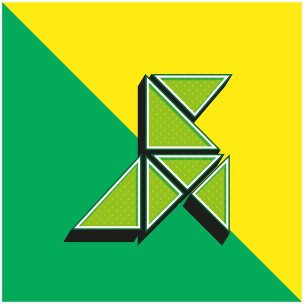Bird Green and yellow modern 3d vector icon logo - Vector, Image