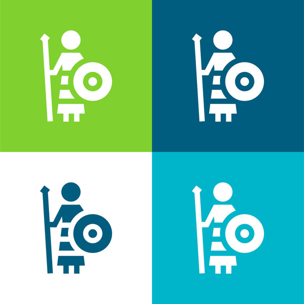 Athena Flat conjunto de iconos mínimos de cuatro colores - Vector, Imagen
