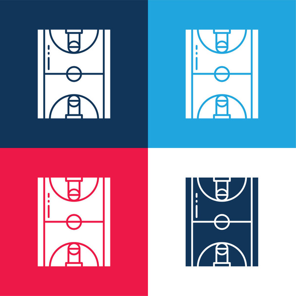 Basketball blue and red four color minimal icon set - Vector, Image