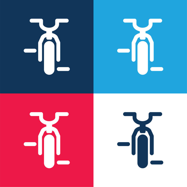 Bisiklet mavi ve kırmızı dört renk en az simge kümesi - Vektör, Görsel