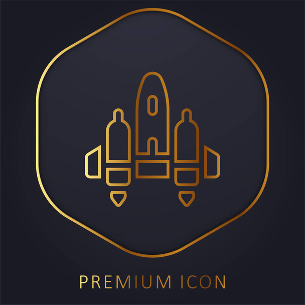 Aircraft golden line premium logo or icon - Vector, Image