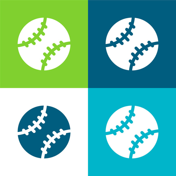Baseball Flach vier Farben minimales Symbol-Set - Vektor, Bild