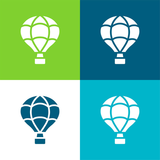 Air Ballon Flat vier kleuren minimale pictogram set - Vector, afbeelding