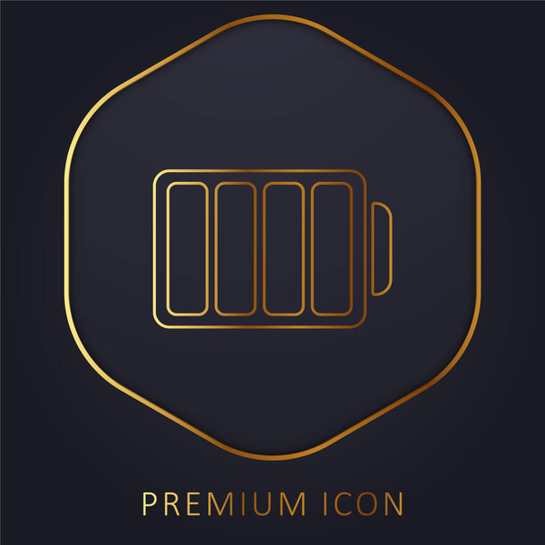 Battery With Four Empty Divisions golden line premium logo or icon - Vector, Image