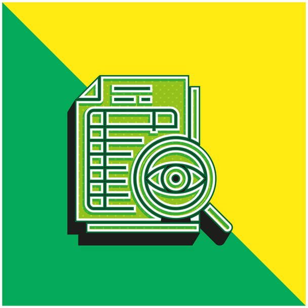 Ellenőrzés Zöld és sárga modern 3D vektor ikon logó - Vektor, kép