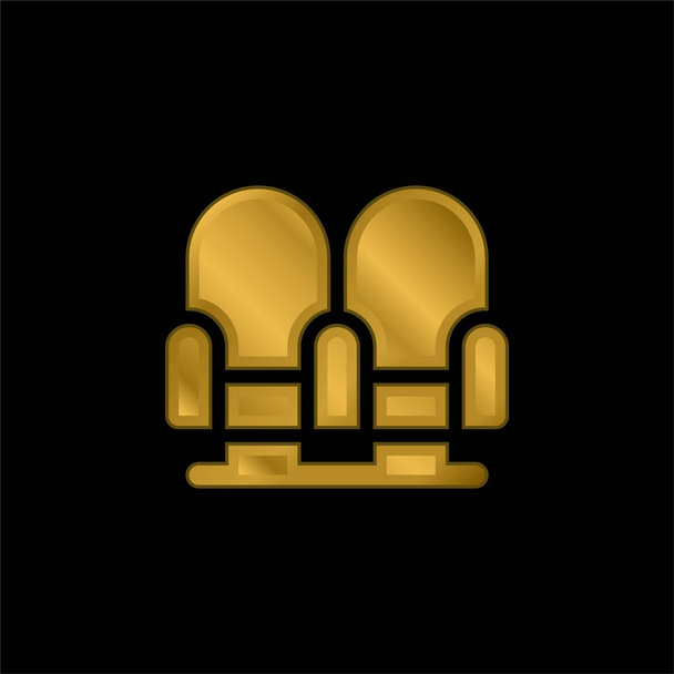 Poltronas banhado a ouro ícone metálico ou vetor logotipo - Vetor, Imagem