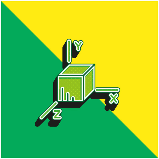 軸緑と黄色の現代的な3Dベクトルアイコンのロゴ - ベクター画像